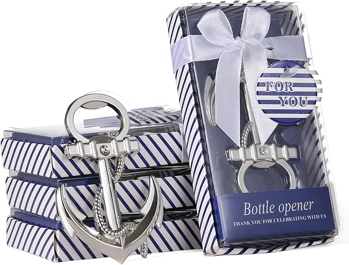 Pack of 20 Silver Nautical Theme Anchor Beer Bottle Opener Wedding Favors,Bottle Opener Party Favors for Guest Souvenir Gift for Baby Shower Birthday Party Decorations and Supplies (anchor)