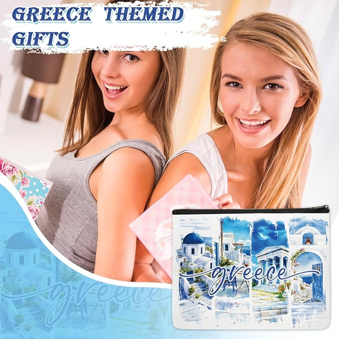 Greece Makeup Bags Gifts for Women, Greece Travel Essentials, Greek Mythology Inspired Souvenirs, Toiletry Zipper Cosmetic Pouch, Gifts for Girls Friend Sister Daughter