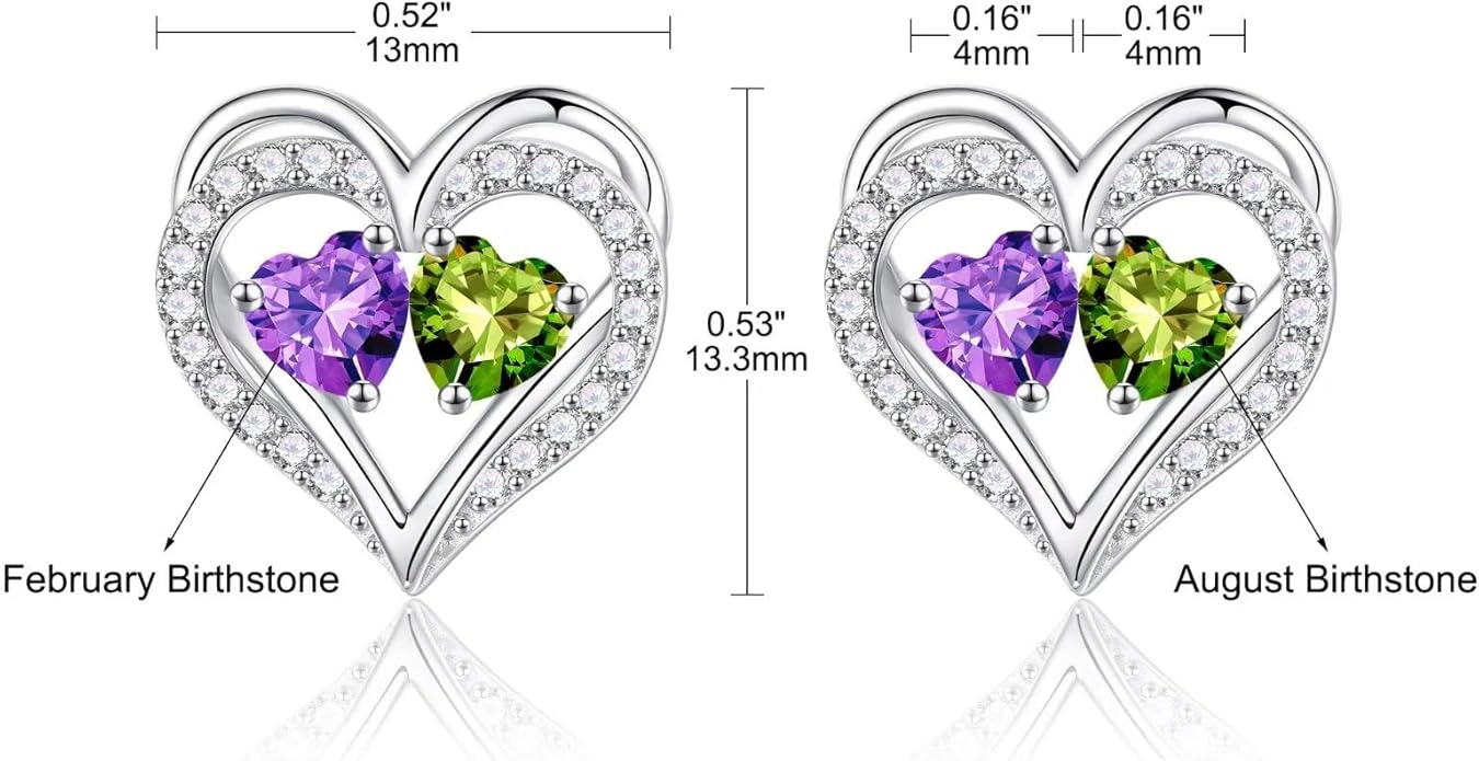 Iefil Valentines Day Gifts for Her - 925 Sterling Silver Birthstone Earrings, Anniversary Birthday Gifts for Women Wife Girlfriend Mom
