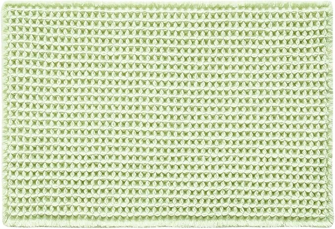 Waffle Bath Mat, Boho Bathroom Rugs Non Slip Washable Super Absorbent Quick Dry Cute Bath Mat Farmhouse Bathroom Decor, 48"x24" Pale Green