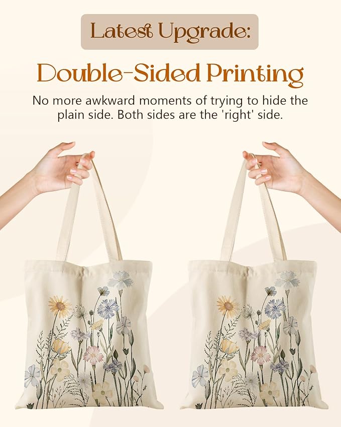 Miss Adola Aesthetic Tote Bag for Girls - with Magnetic Buckle and Zipper Inner Pocket for Women Lady Canvas Cotton Tote Bag