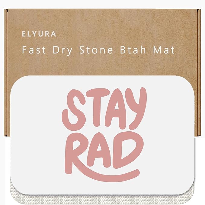 Stay Rad Patterns Diatomite Stone Bath Mat Diatomaceous Earth Shower Mat Quick-Dry, Non-Slip, Easy to Clean for Bathroom Floor