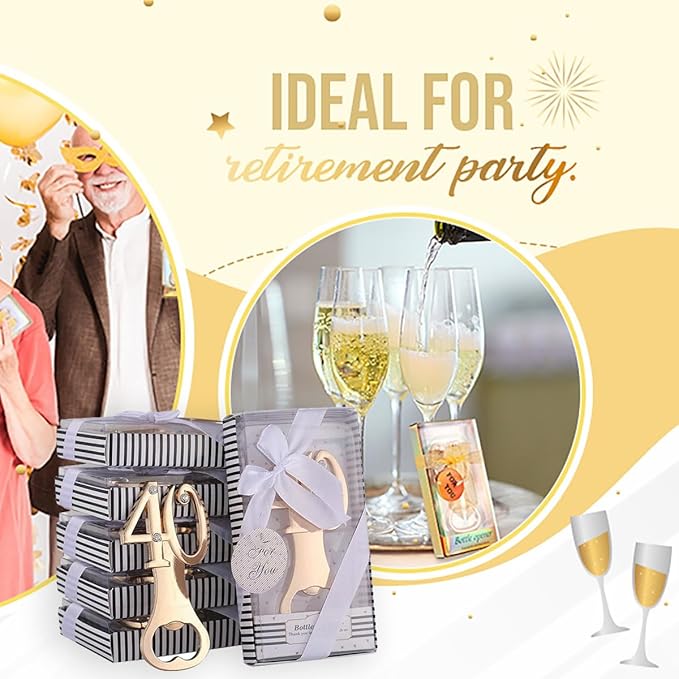 16PCS Bottle Openers 40 Wedding Party Favors for Guests Party Decorations,40th Birthday,40th Anniversary Golden Wedding Bridal Shower Souvenirs Bottle Opener (16,Black 40)