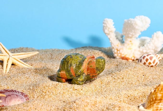 DUQGUHO 2" Travel Turtle Gift Decor Crystals Figurines Unakite Crystal Best Turtles Travels Gifts for Women Traveling Travelers Cute Decorations