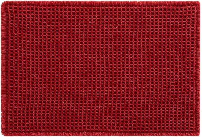 Waffle Bath Mat, Boho Bathroom Rugs Non Slip Washable Super Absorbent Quick Dry Bath Mat Farmhouse Bathroom Decor, 24"x16" Burgundy