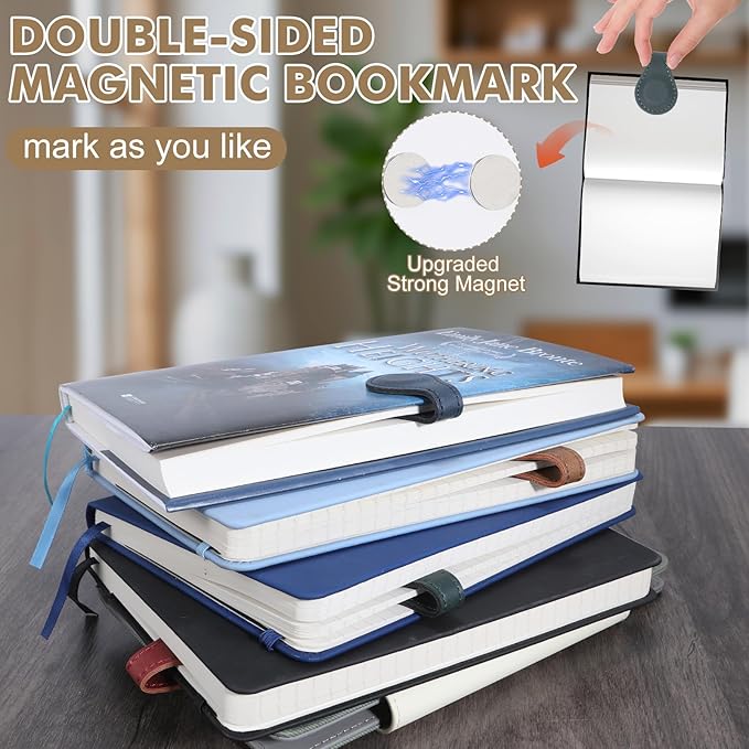 Magnetic Bookmarks for Women Men - 4 PCS Double-Sided Magnetic Book Marks for Reading Women Gift, Multi Functional Leather Book Markers for Book Lovers, Teachers, Students, Book Accessories