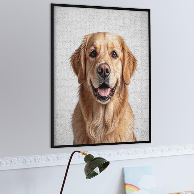 Funny Wooden Puzzle - Golden Retriever Dog Animal Puppy Puzzle for Adult 1000 Piece，Wooden Jigsaw Puzzles Art Leisure Game Fun Suitable Family Friends Educational Learning Games Gift