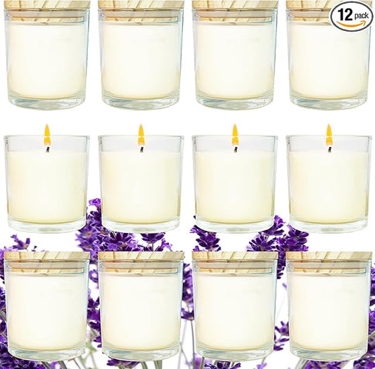 12 Pcs 6 Oz Mini Soy Candles,Lavender Scented Bulk Candle Set,Aromatherapy Candle,Great Stress Relieving Scented Candles for Girls as a Gift for Birthdays, Weddings Party Favors!