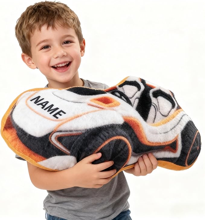 Custom Name Sports Car Shaped Pillow Personalized Race Car Pillow for Boys Customized Soft Sports Car Plush Pillow for Room Decor Play Perfect Birthday for Kids