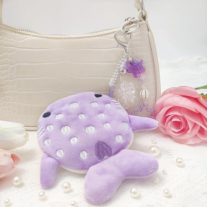 Cute Keychain Whale Shark Coin Purse Keychain Cute Plush Zipper Change Pouch, Kawaii Handmade Wallet for Women