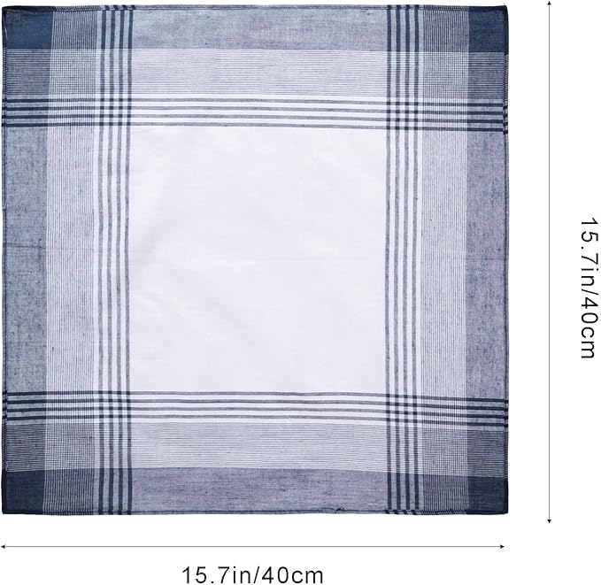 12 Pcs Pure Cotton Handkerchief Set for Men Checkered Print Handkerchiefs for Suits Daily Use