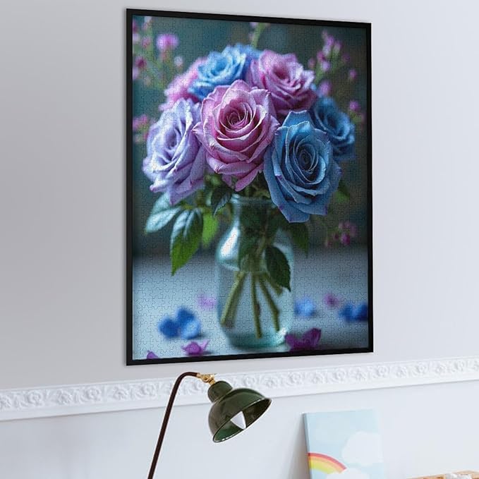 Jigsaw Puzzles for Adults 1000 Piece - Colored Rose Themed Wooden Puzzles，Educational Games，Family Puzzles，Unique Gifts for Wall Art ，Funny Puzzles，Stress Relief Games，Puzzle Games