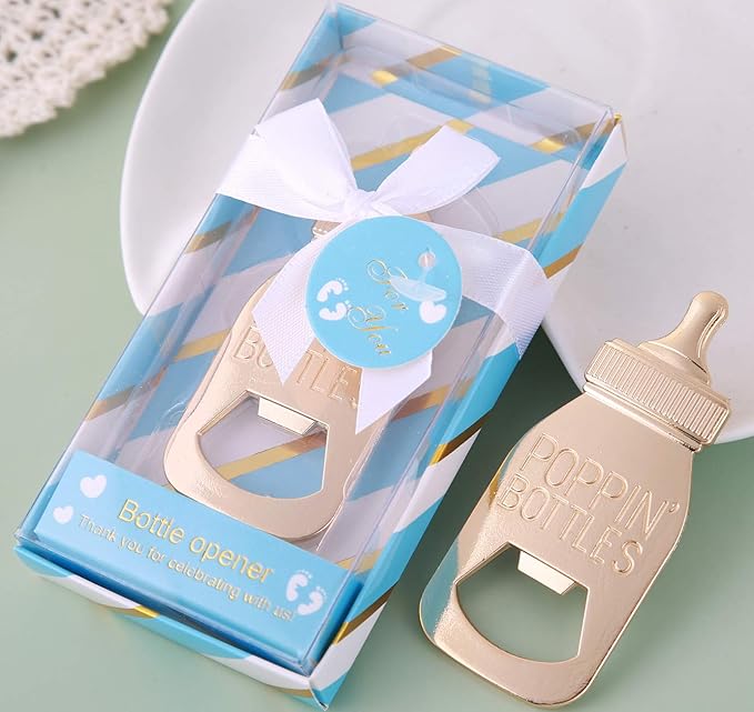 24 Pack Baby Shower Favors for Guest Bottle Opener Baby Shower Souvenirs Bottle Opener for Baby Birthday Party Souvenirs Return Gifts Party Decoration (Blue, 24)