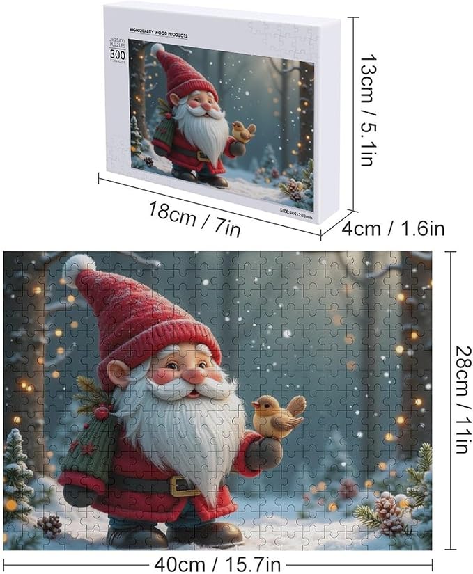 Wooden Puzzle - Vintage Christmas Gnome Wooden Puzzles for Adults 300 Pieces Challenge Puzzles，Educational Games，Family Puzzles，Unique Gifts for Wall Art ，Funny Puzzles