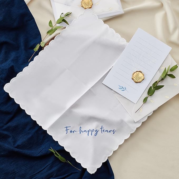 Mother of the Bride Gifts Happy Tears Wedding Handkerchief Something Blue for Bride on Wedding