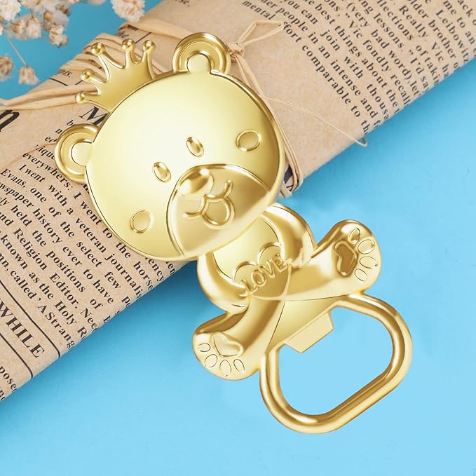 24 pcs Baby Shower Party Favor Bottle Opener Party Supplies Decoration Baby Shower Return Gift for Guest Baby Shower Souvenir for Boy or Girl Bridal Shower Bar Tools (Blue and Pink Bear)