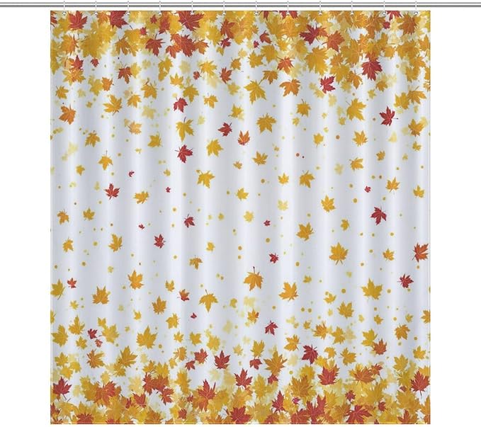 Fall Falling Maple Leaves Shower Curtain Waterproof Washable Fabric Bathroom Shower Curtains for Bathroom Decorations Home Indoor Decor 64x72Inch