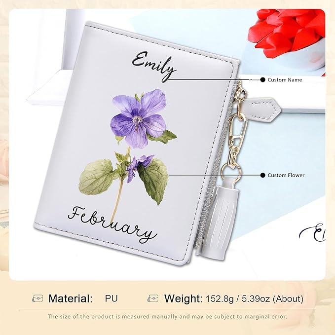 GEEAD Custom Design Small Wallets for Women Bifold Slim Coin Purse Zipper ID Card Holder PU Leather