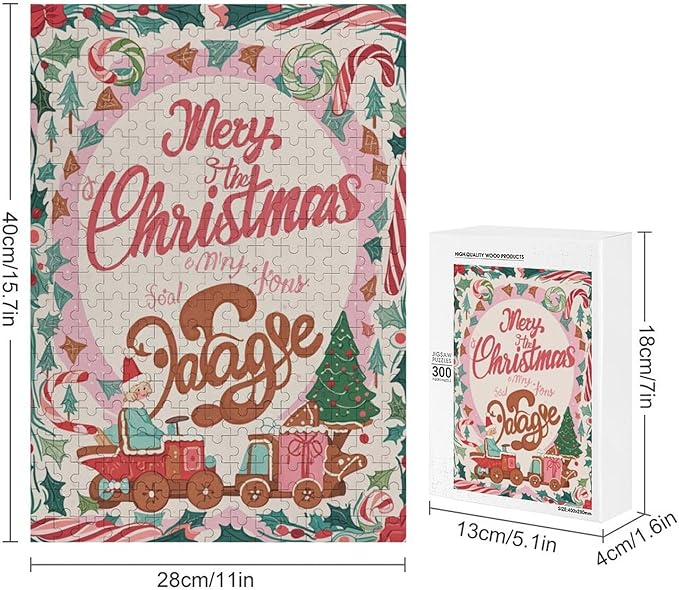 Wooden Puzzle - Christmas Gingerbread Express Train Jigsaw Puzzles，Wooden Puzzles for Adults 300 Pieces Unique Gifts for Wall Art，Challenge Puzzles，Educational Games，Family Puzzles