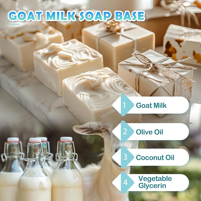 EDSRDRUS 2 LB Goat Milk Soap Base Pre-Cut Moisturizing Natural Base Melt and Pour DIY Handmade for Crafting Soap Making