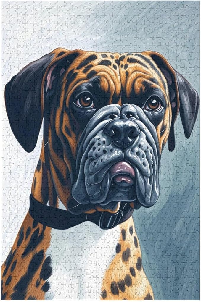Boxer Dog Portrait Animal Wooden Puzzle 1000 Pieces Jigsaw Puzzles for Adults Puzzle Educational Toys Challenging Fun Games Gifts for Elders Kids Family and Friends