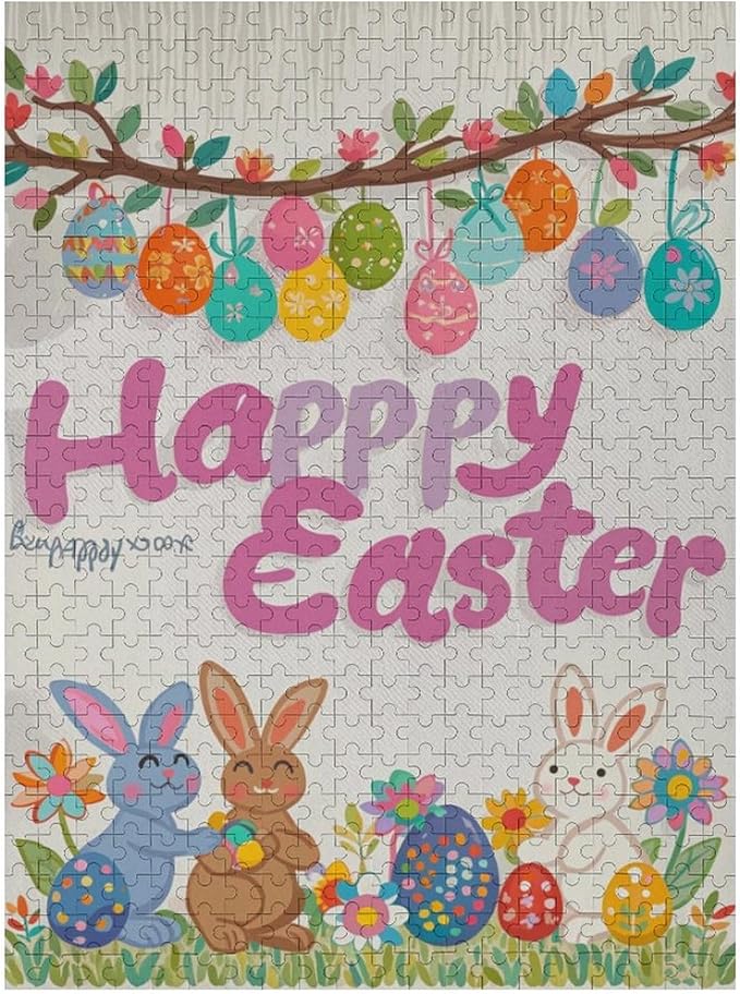 Wooden Puzzle - Easter and The Rabbit Jigsaw Puzzles，Wooden Puzzles for Adults 500 Pieces Unique Gifts for Wall Art，Challenge Puzzles，Educational Games，Family Puzzles