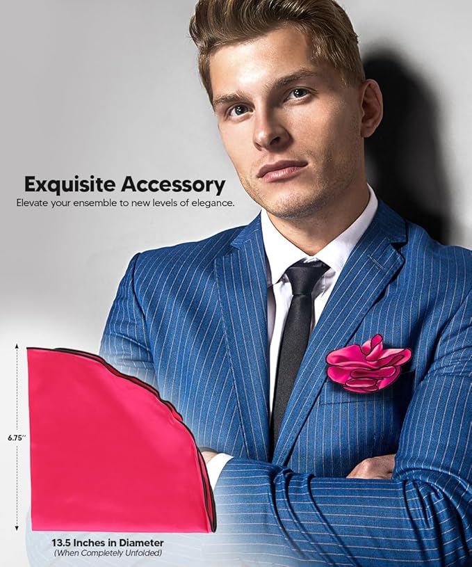 Premium Pre-Folded Four-Point Suit Pocket Square for Men with Sewn Pocket Fold