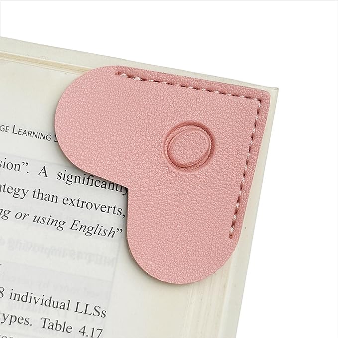 MOTEERLLU Personalized Leather Heart Bookmark with Initial, Cute Letters Custom Corner Book Mark for Reading Women, Teacher, Student, Book Lovers Gifts & Accessories(Pink, O)