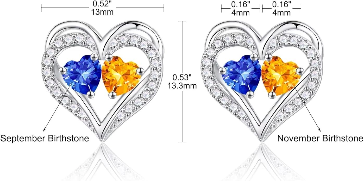 Iefil Valentines Day Gifts for Her - 925 Sterling Silver Birthstone Earrings, Anniversary Birthday Gifts for Women Wife Girlfriend Mom