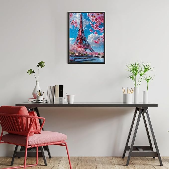 Wooden Puzzle - Eiffel Tower by The River Jigsaw Puzzles，Wooden Puzzles for Adults 300 Pieces Unique Gifts for Wall Art，Challenge Puzzles，Educational Games，Family Puzzles