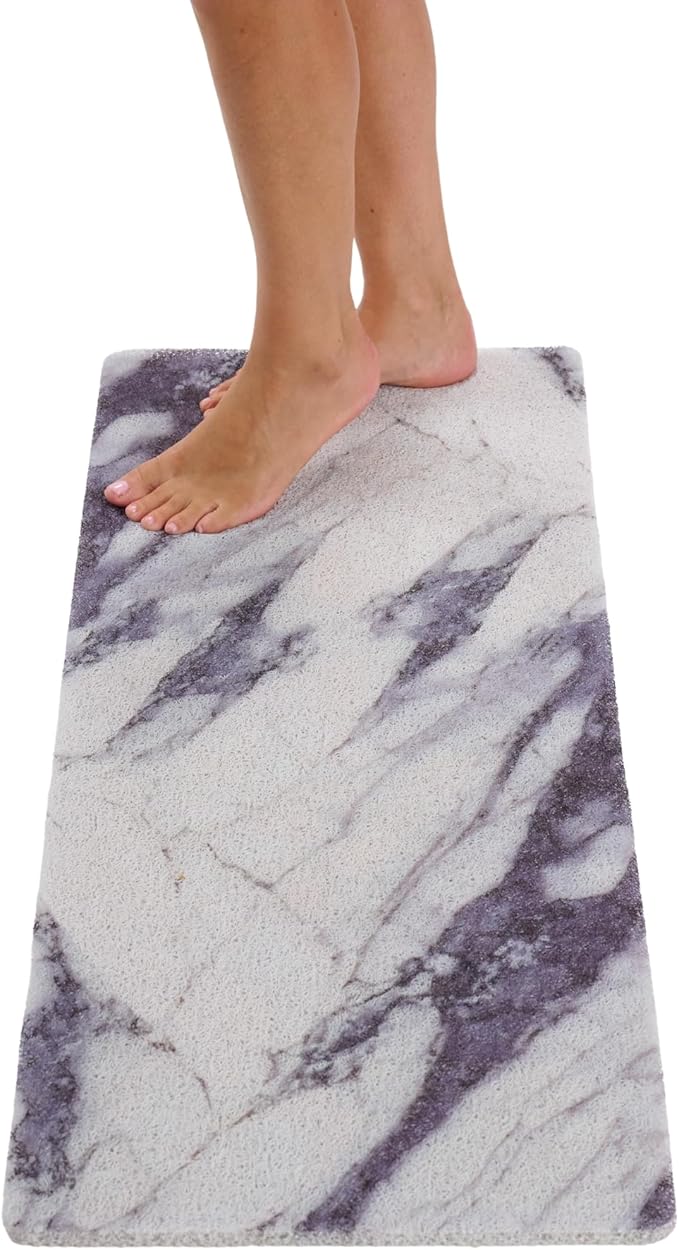 Non Slip Bathtub Mat Shower Mat for Tub - Loofah Bath Mats for Bathroom - 40x16 Bathtub Floor Mat - Textured Anti Slip Bath Mat Without Suction Cups - Secure Mat for Wet Areas (40x16 Blue Grey)