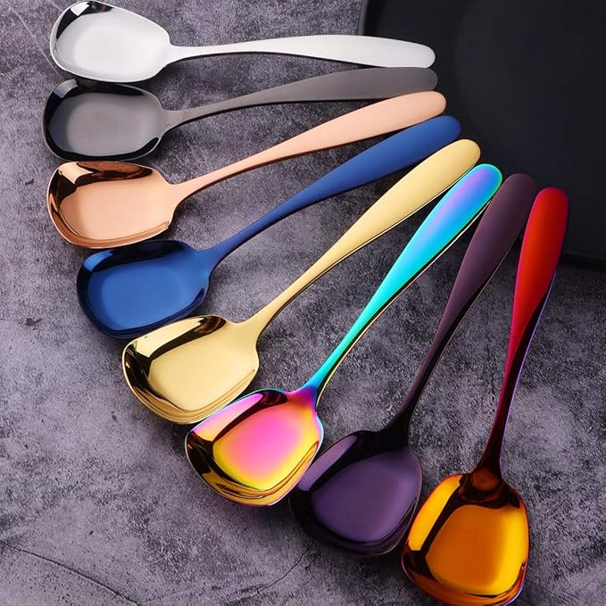 Stianless Steel Soup Spoon, Table Spoon, Set of 8 (multicolor)
