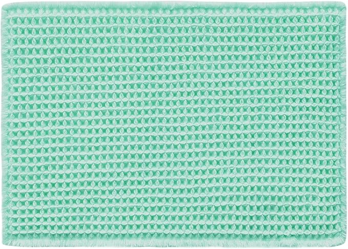 Waffle Bath Mat, Boho Bathroom Rugs Non Slip Washable Super Absorbent Quick Dry Cute Bath Mat Farmhouse Bathroom Decor, 36"x24" Aqua Blue