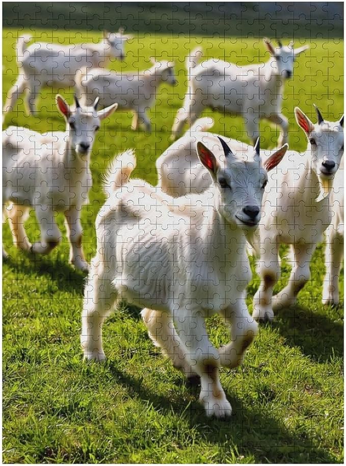 Adult Wooden Puzzle 500 Pieces - Farm Baby Goats Theme Jigsaw Puzzles， Exquisite Art Design，for Puzzles Challengers and Enthusiasts，Puzzle Games for Children and Adults