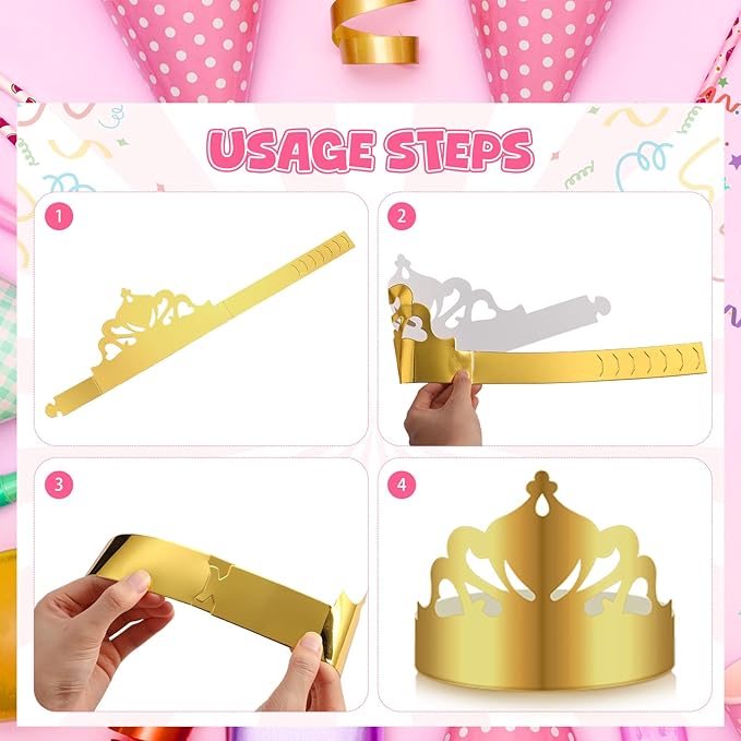 Nezyo 360 Pcs Paper Crowns Bulk King and Princess Crown Hats for Boys Girls Adults Birthday Celebration Supplies Baby Shower