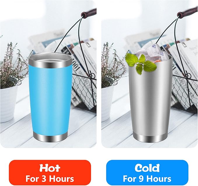 VEGOND 20oz Tumbler with Lid and Straw Stainless Steel Tumbler Cup Bulk Vacuum Insulated Double Wall Travel Coffee Mug Powder Coated Coffee Cup(Stainless 12 Pack