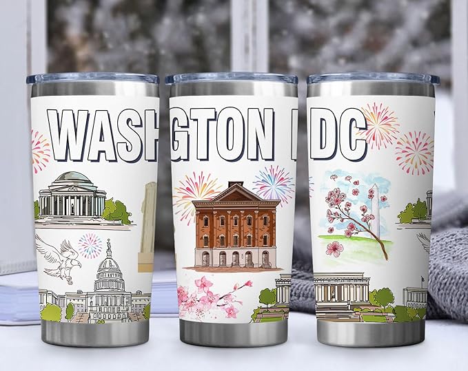 City Tumbler for City Lover,20oz Double Wall Vacuum Insulated Stainless Steel Coffee Cups (Washington)