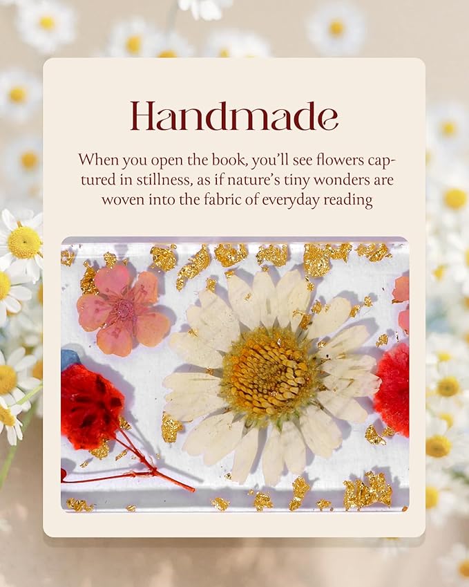 Buleens 2PCS Bookmarks for Women - Blue Book Marks for Readers Book Lovers, Personalized Handmade Dried Flower Resin Bookmark with Tassels, Pretty and Aesthetic