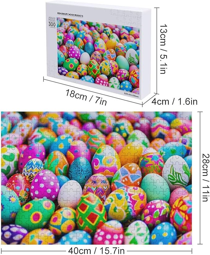 Wooden Puzzle - Easter Eggs Jigsaw Puzzles，Wooden Puzzles for Adults 300 Pieces Challenge Puzzles，Educational Games，Family Puzzles，Unique Gifts for Wall Art,Funnny Puzzles