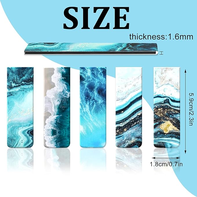 15 Pieces Bookmarks, Magnetic Bookmarks for Women, Men, Book Lovers, Page Markers for Students Teachers Reading (Multi Ocean)