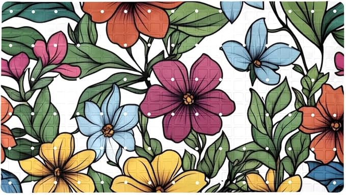 Non Slip Bath Mat for Tub, 15.1 x 26.8 Inch Bathtub Mat Machine Washable Shower Mat with Drain Holes and Suction Cups, Spring Garden Floral Leaves and Wild Flowers