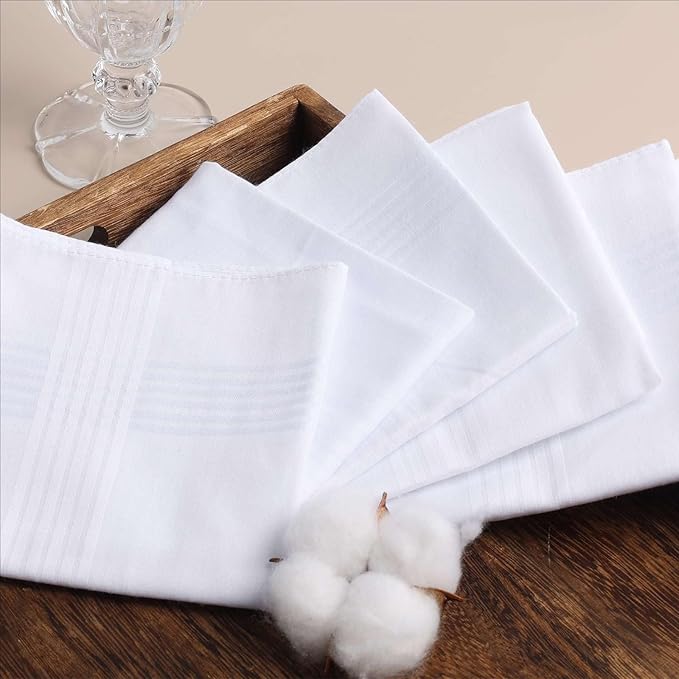 5 Pack Handkerchiefs for men, 100% Soft Cotton 16x16 Inch Men's Handkerchiefs, White Classic Pocket Hankies
