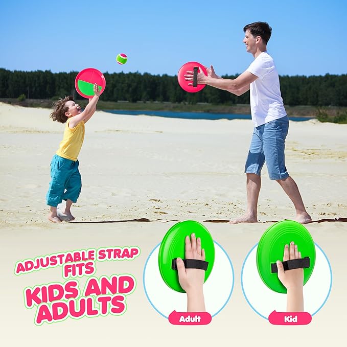 Toss and Catch Ball Set Upgraded - Kids Toys Stocking Stuffers for Family Games - Water-Resistant Great for Beach Pool Yard - Christmas Toys Gift for Boys Girls Teens 3 4 5 6 7 8 9 10 11 12+ Years