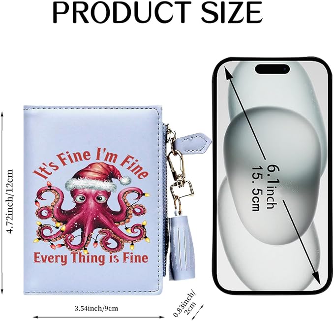 GEEAD Custom Design Small Wallets for Women Bifold Slim Coin Purse Zipper ID Card Holder for Christmas