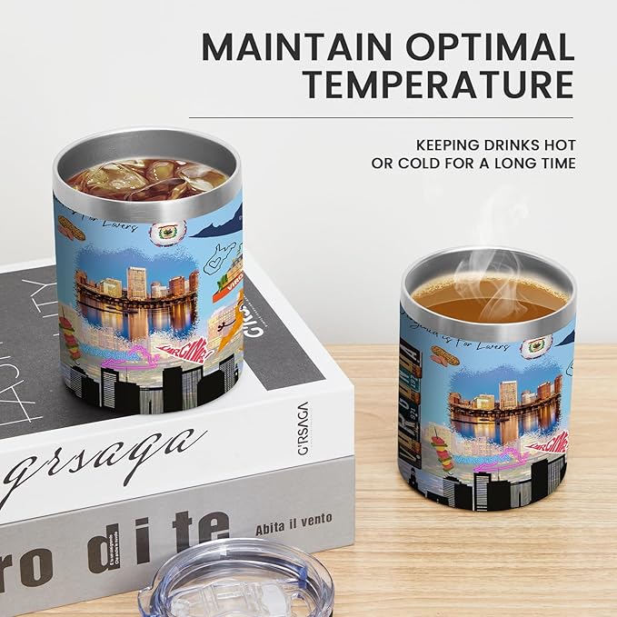 12oz Coffee Mug Virginia State Insulated Coffee Cups, United States Map Travel Mug Landmark, Birthday Gifts Cute Mugs with Lid and Straw Gifts for Mom