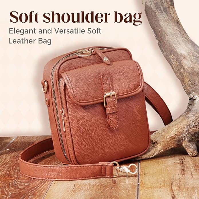 Crossbody Leather Bag for Women, Multi-Slot Multifunctional Large Capacity Bags Adjustable Shoulder Bags