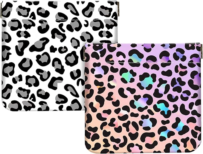 2Pcs PU Leather Small Squeeze Coin Purse Pouch Mini coin Bag Unique And Cute Wallet Cosmetic Bags Change Bag For Women Girls Men Leopard Print