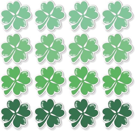 16 Pcs Lucky Clover Fridge Magnets, Refrigerator Magnets Strong Magnetic Cute Small Decorative Designs for Office, Kitchen, Home, Locker, School, Cabinet, Whiteboard & Gift, Plant Magnets