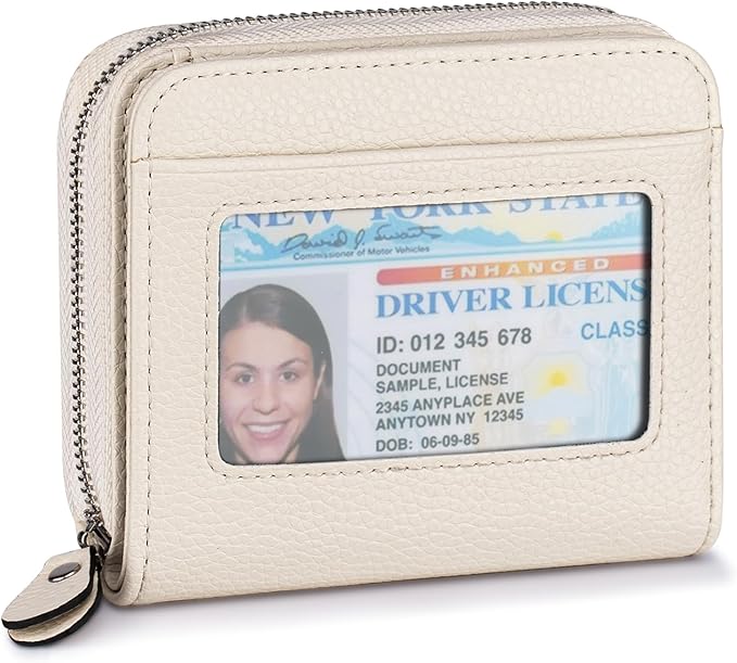 Genuine Small Wallet for Women, Slim RFID Blocking Credit Card Holder with ID Window, Compact Purses for Women with 21 Card Slots