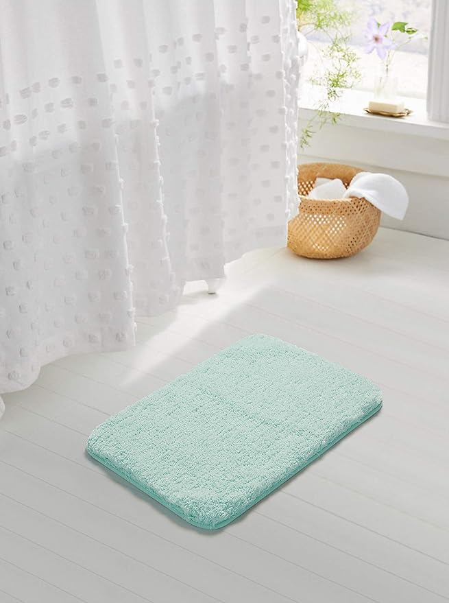 Suchtale Extra Soft & Absorbent Shaggy Bath Mat (24 x 40, Aqua) - Machine Washable Microfiber, Non Slip, Luxury Floor Mat
